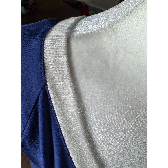 Amanda Uprichard Womens Dress Sz L Blue White 100% Silk Drawstring V-neck Mini - Picture 9 of 9